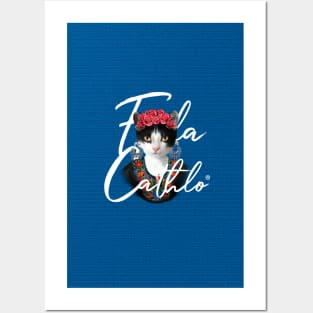 Blue TXW back Cat Frida Cathlo version of - Frida Kahlo Posters and Art